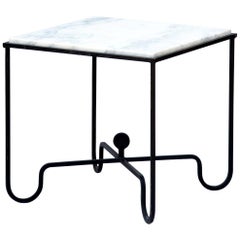 Antique Wrought Iron and Marble 'Entretoise' Side Table by Design Frères