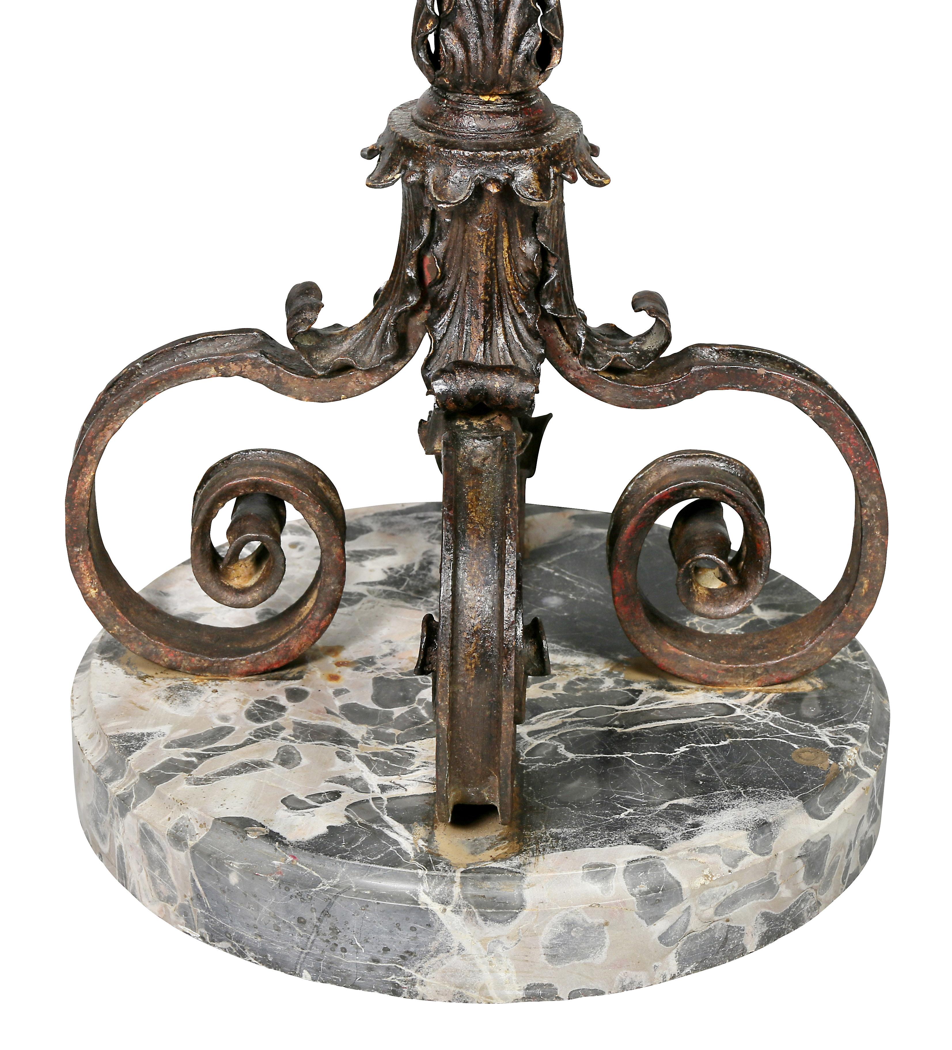 Wrought Iron and Marble Floor Lamp 4