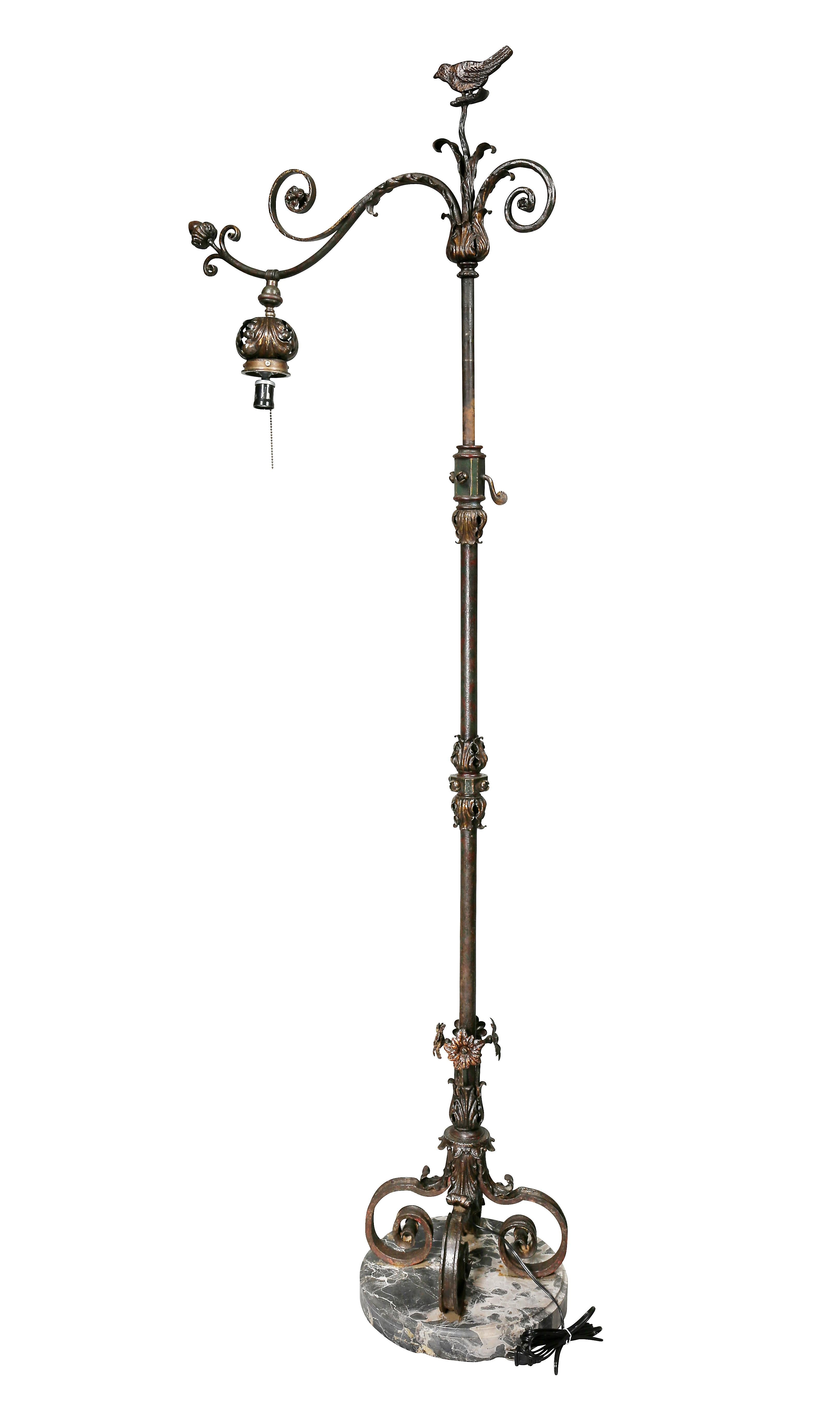 Wrought Iron and Marble Floor Lamp 5
