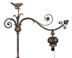 Wrought Iron and Marble Floor Lamp