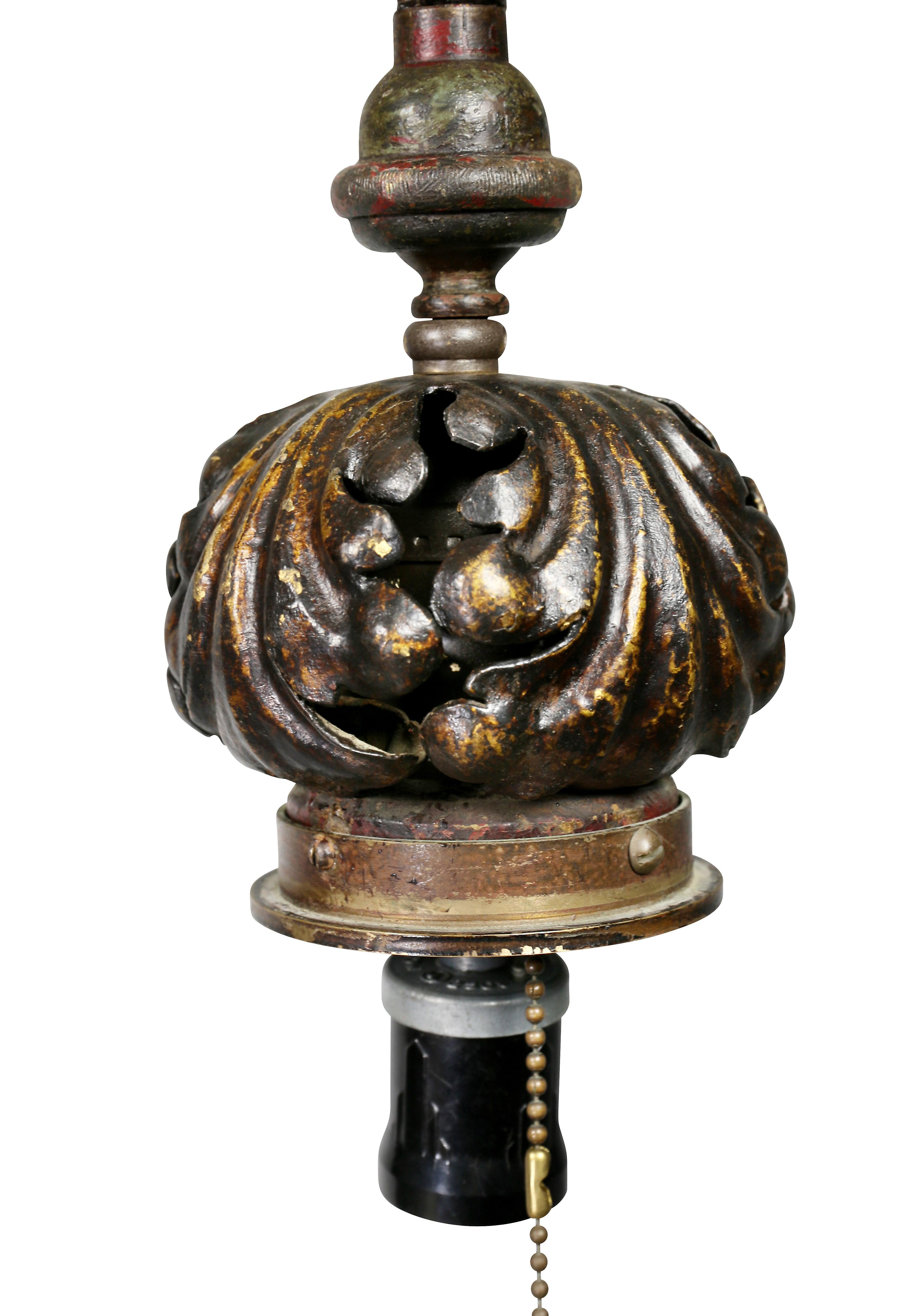 Arts and Crafts Wrought Iron and Marble Floor Lamp