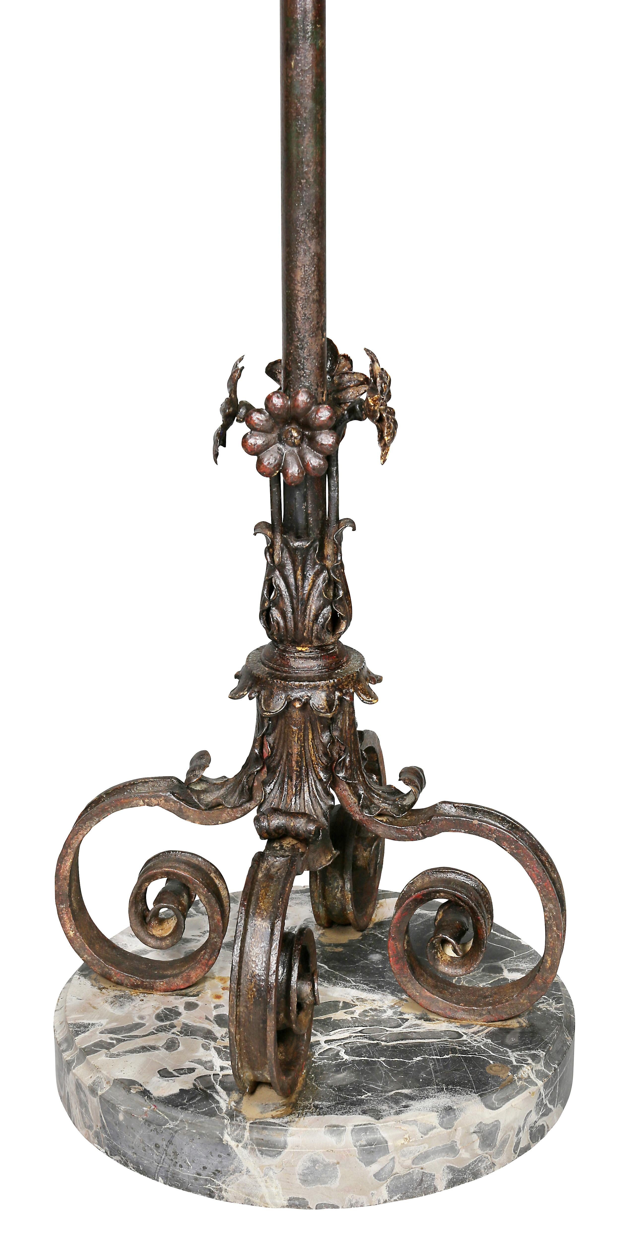 Wrought Iron and Marble Floor Lamp 1