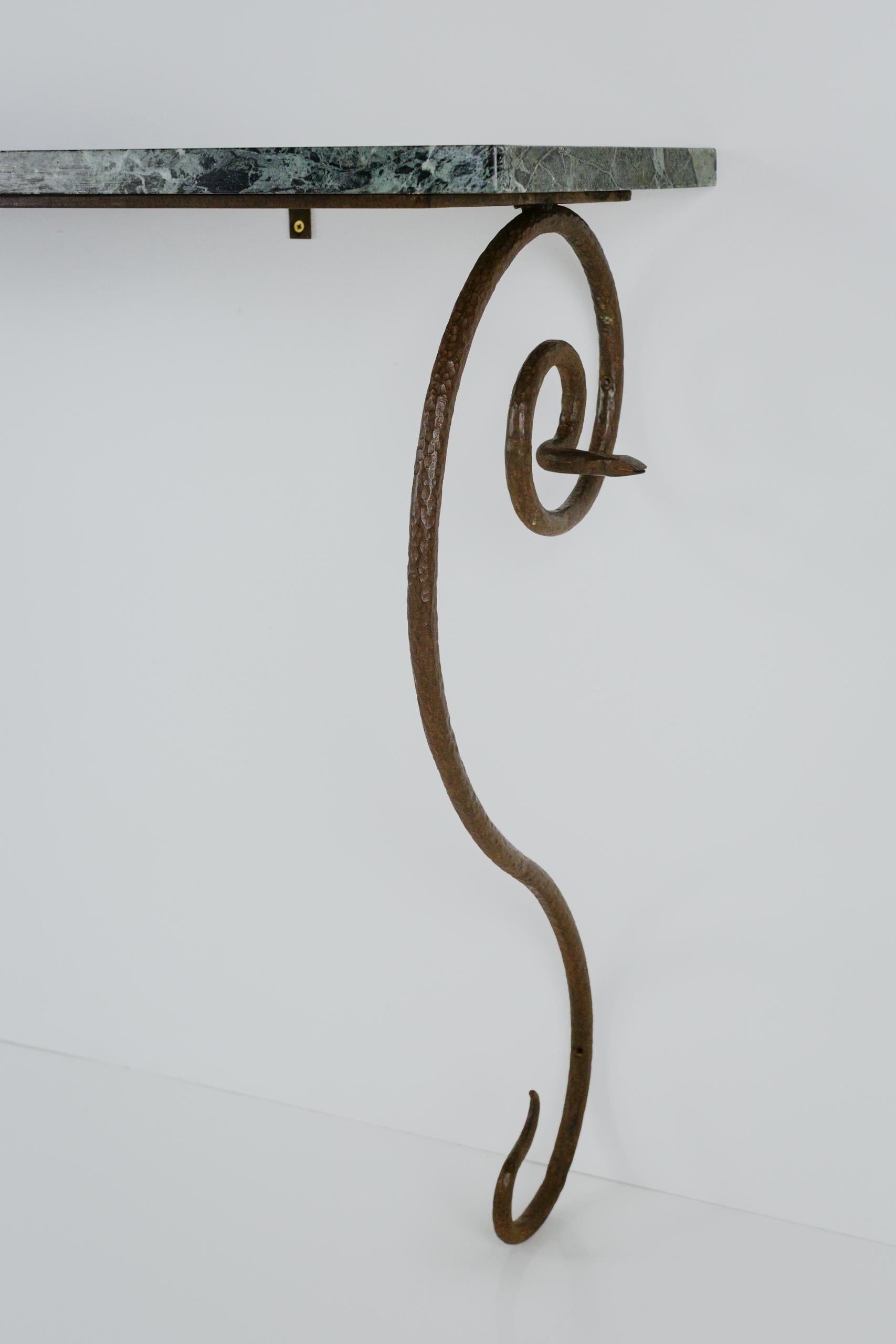 Wrought Iron and Marble Serpent Console in the Manner of Paul Poiret For Sale 4