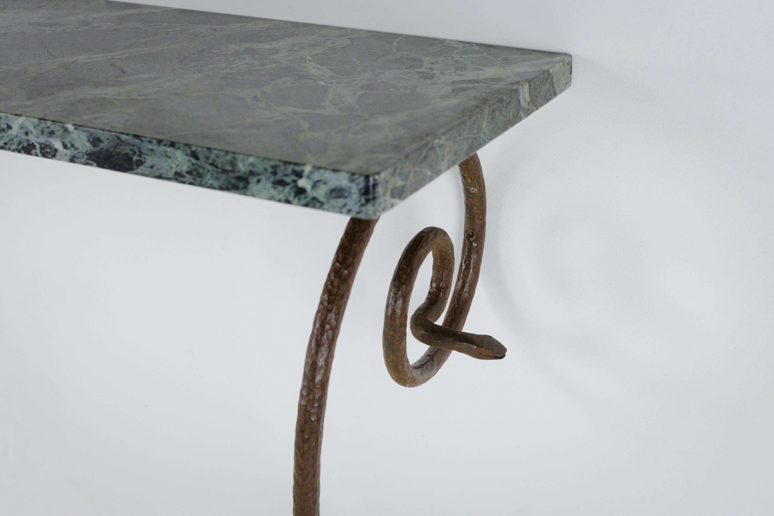 Wrought Iron and Marble Serpent Console in the Manner of Paul Poiret For Sale 5