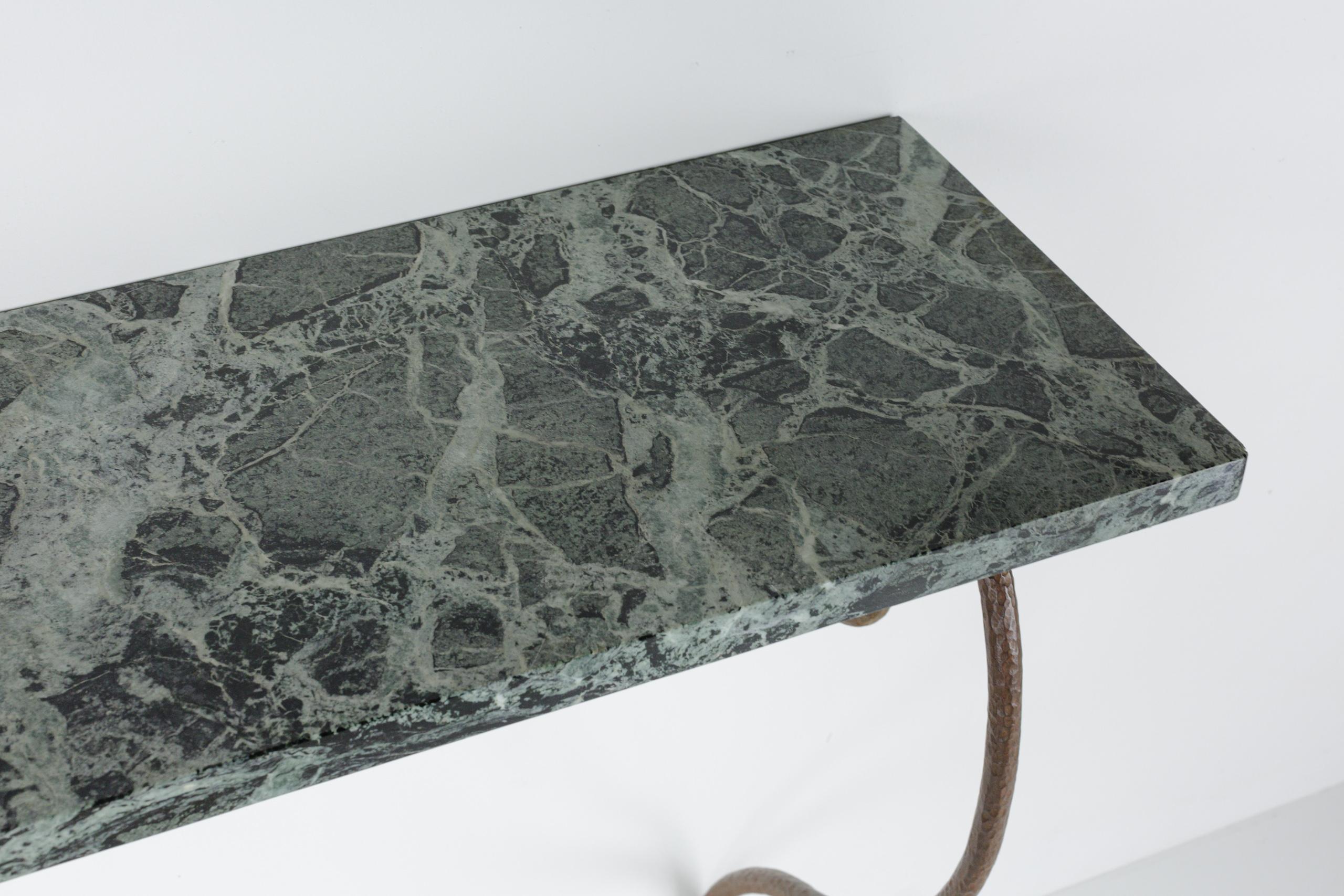 Wrought Iron and Marble Serpent Console in the Manner of Paul Poiret For Sale 9