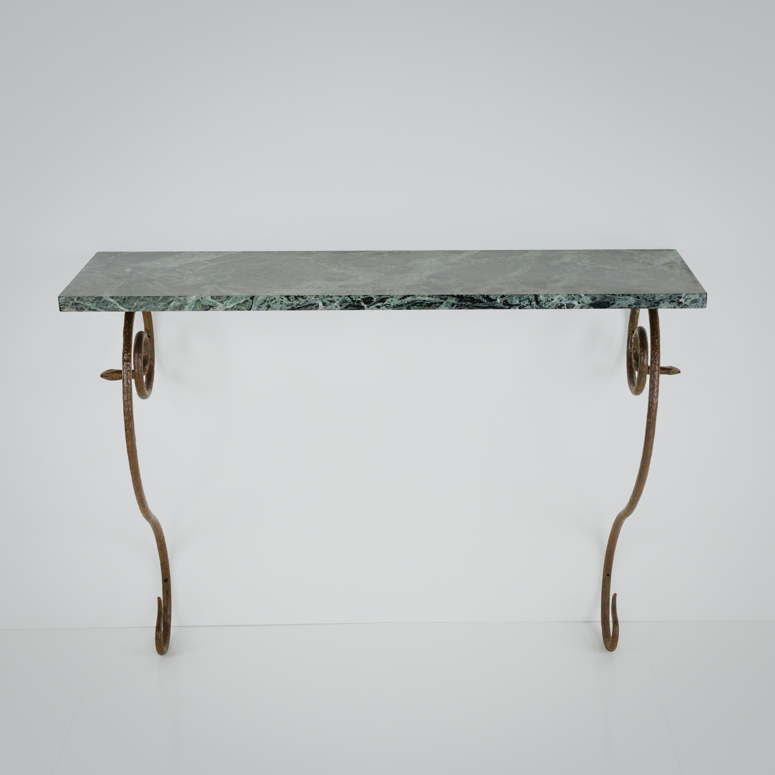 Wrought Iron and Marble Serpent Console in the Manner of Paul Poiret For Sale 10