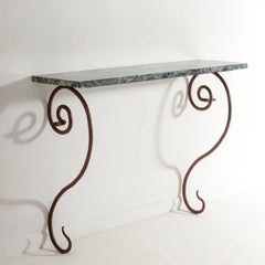 Wrought Iron and Marble Serpent Console in the Manner of Paul Poiret