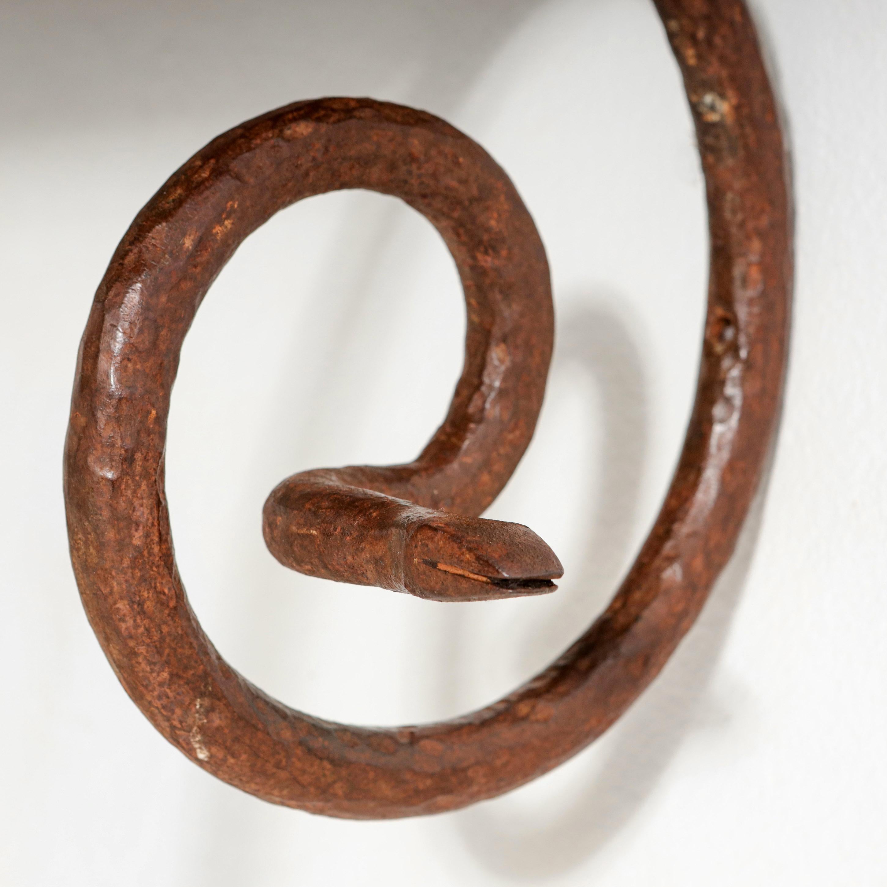 20th Century Wrought Iron and Marble Serpent Console in the Manner of Paul Poiret For Sale