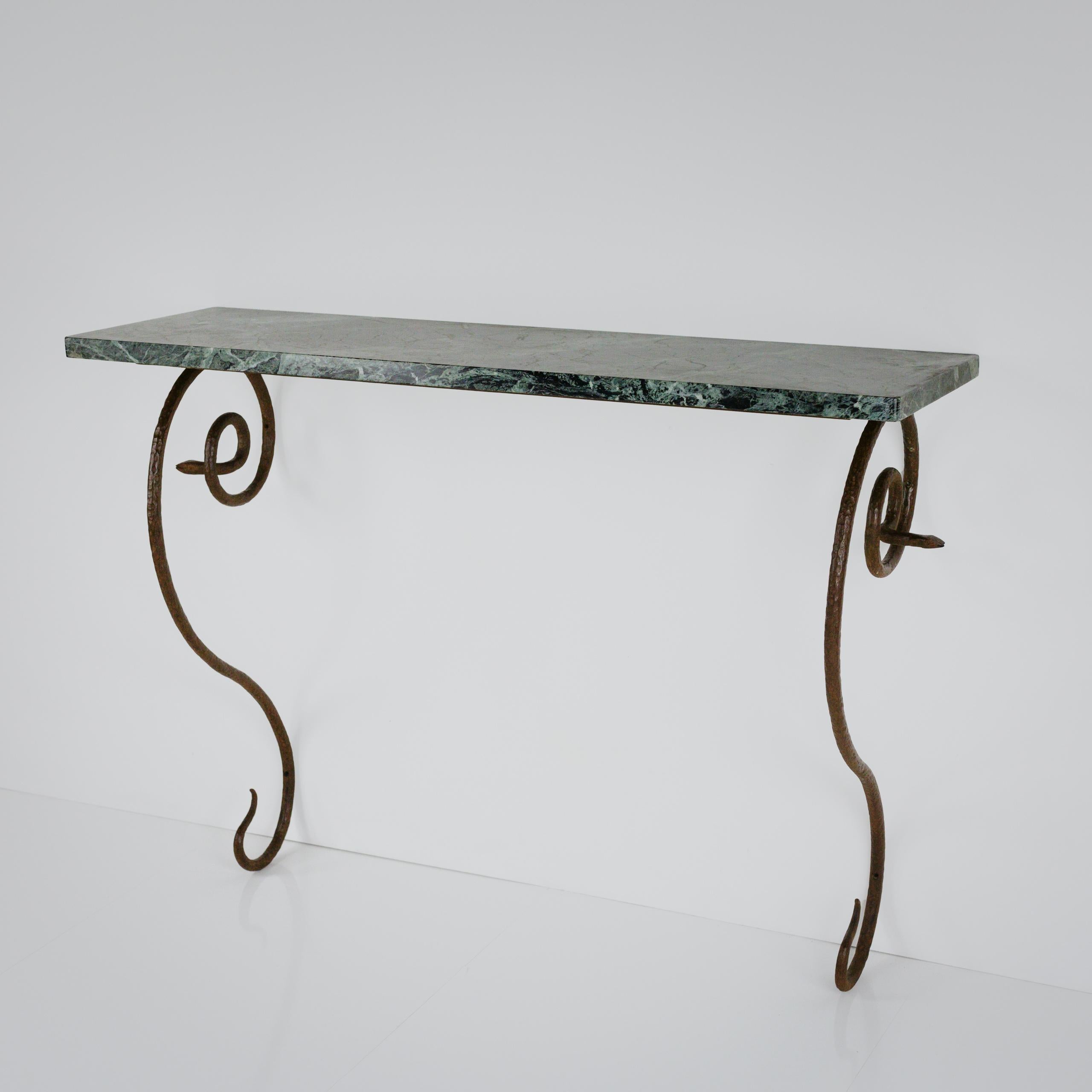 Wrought Iron and Marble Serpent Console in the Manner of Paul Poiret For Sale 3
