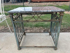 Wrought Iron And Marble Side Table