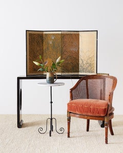 Wrought Iron and Marble Top Drinks Table
