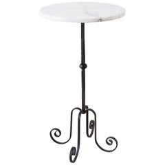 Wrought Iron and Marble Top Drinks Table