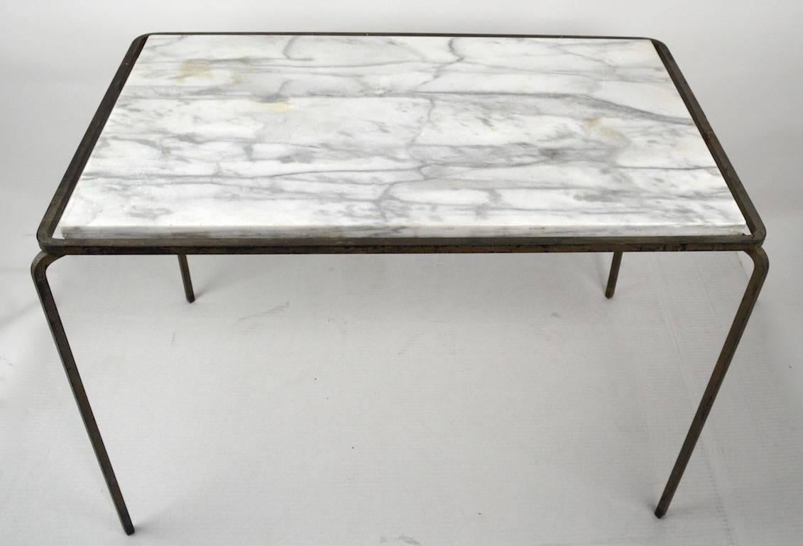 American Wrought Iron and Marble-Top Table Attributed to Allan Gould