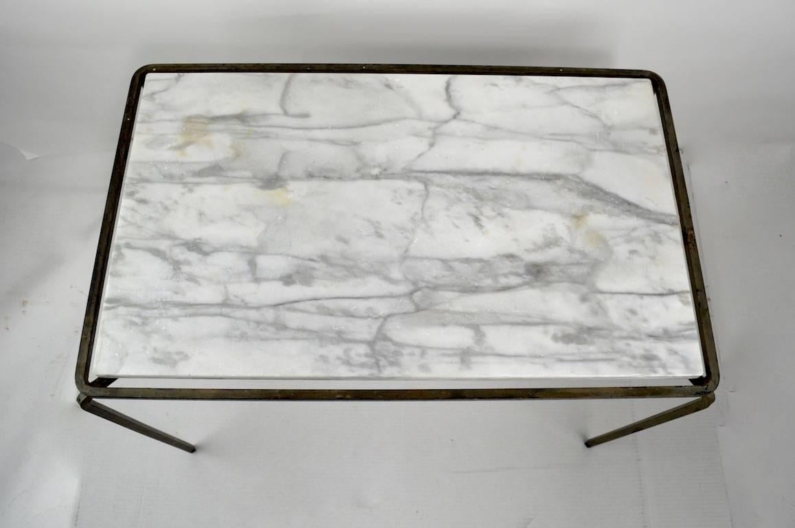 Wrought Iron and Marble-Top Table Attributed to Allan Gould In Good Condition In New York, NY