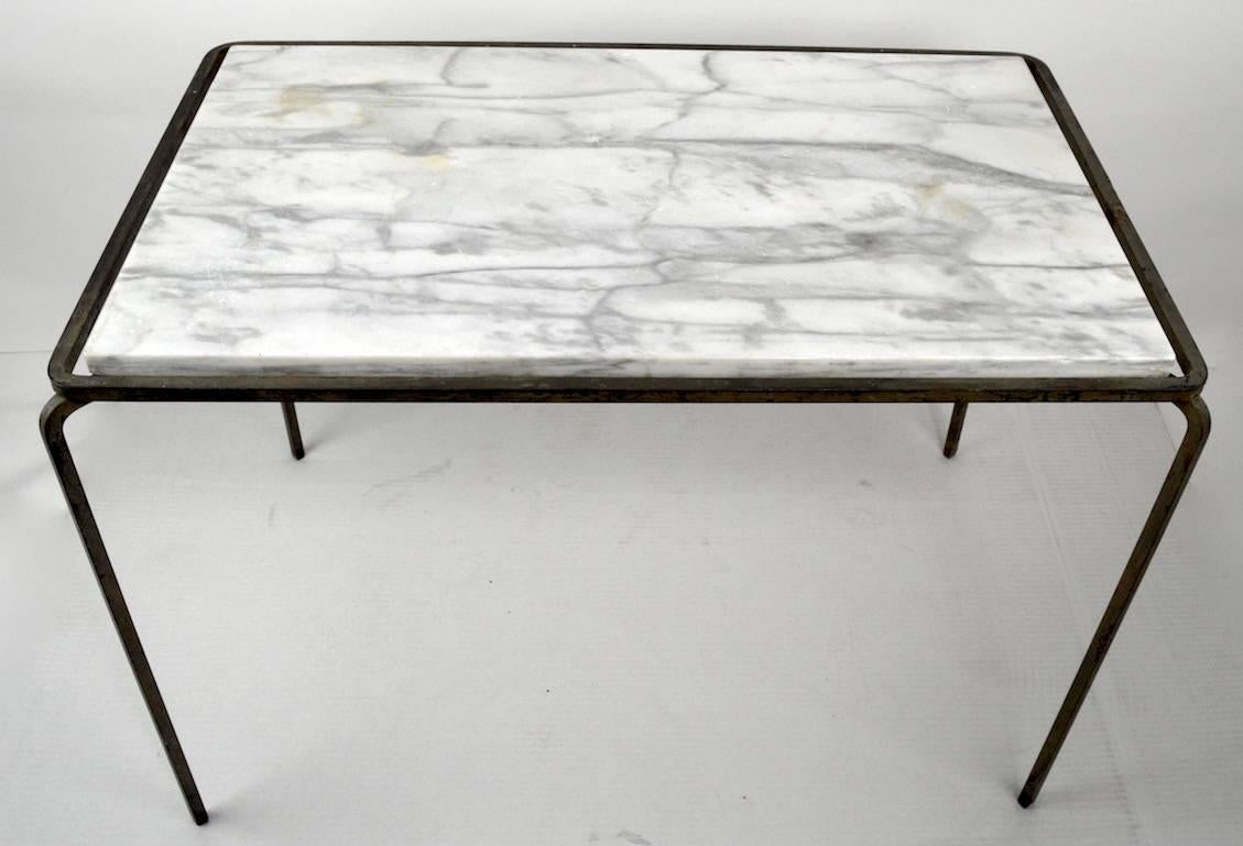 Wrought Iron and Marble-Top Table Attributed to Allan Gould 2
