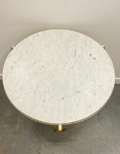 Wrought iron and marble tripod pedestal table circa 1940