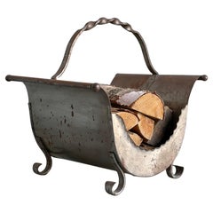 Wrought Iron and Metal Log Holder Art Deco, France 1930's