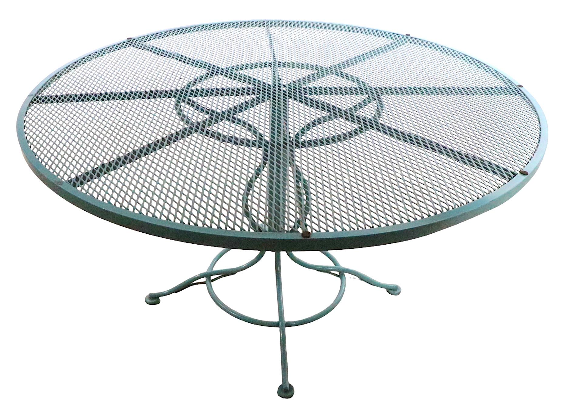 Wrought Iron and Metal Mesh Garden Patio Sculptura Dining Table by Woodard  For Sale 4