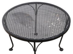 Wrought Iron and Metal Mesh Garden Patio Poolside Side Tables by Woodard