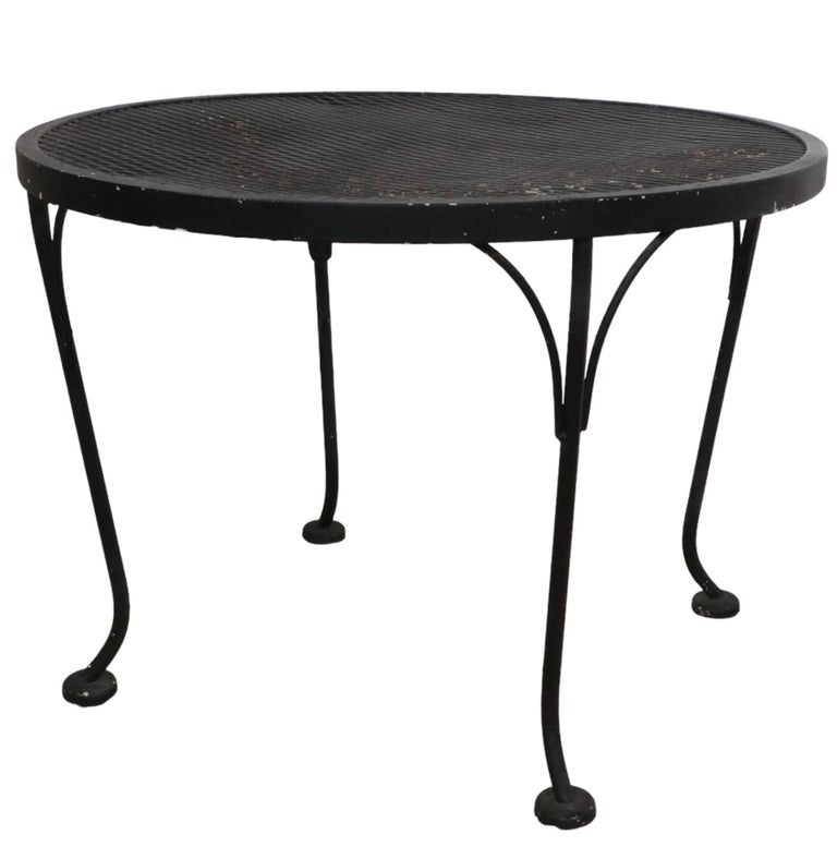 Wrought Iron and Metal Mesh Garden Patio Poolside Side Tables by