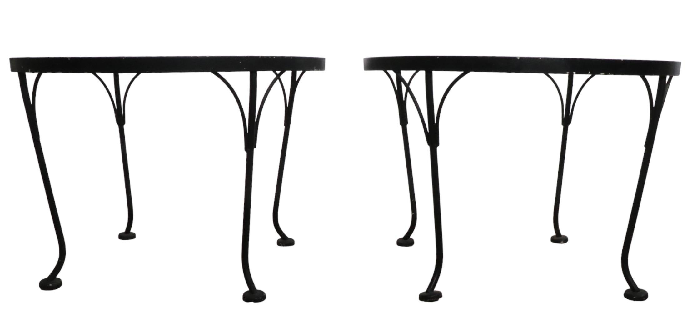 Wrought Iron and Metal Mesh Garden Patio Poolside Side Tables by Woodard 2