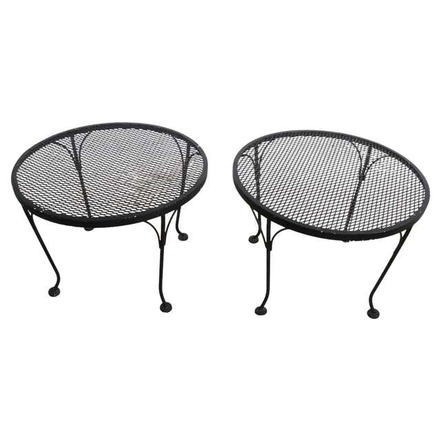 Wrought Iron and Metal Mesh Garden Patio Poolside Side Tables by ...