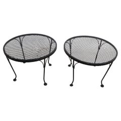 Wrought Iron and Metal Mesh Garden Patio Poolside Side Tables by Woodard