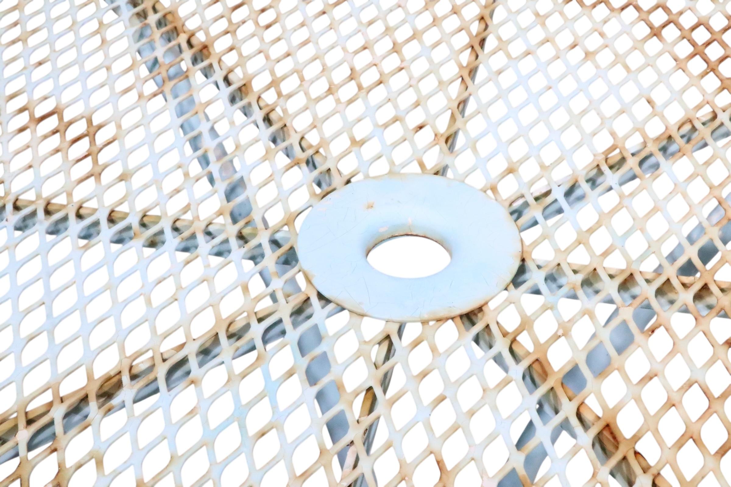 XX secolo Wrought Iron and Metal Mesh Garden Patio Poolside Table by Woodard in vendita