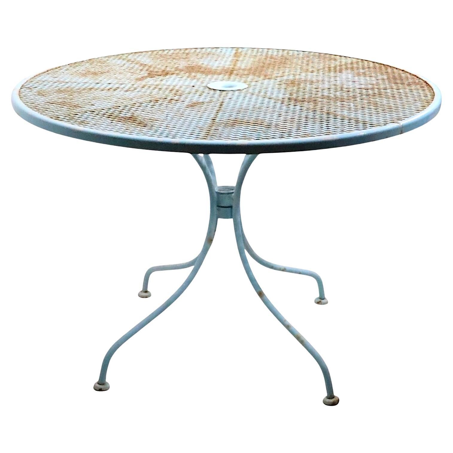 Wrought Iron and Metal Mesh Garden Patio Poolside Table by Woodard