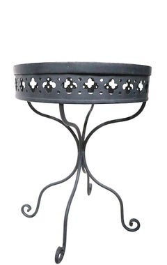 Wrought Iron and Metal Mesh Garden Patio Side End Table Taj Mahal by Salterini