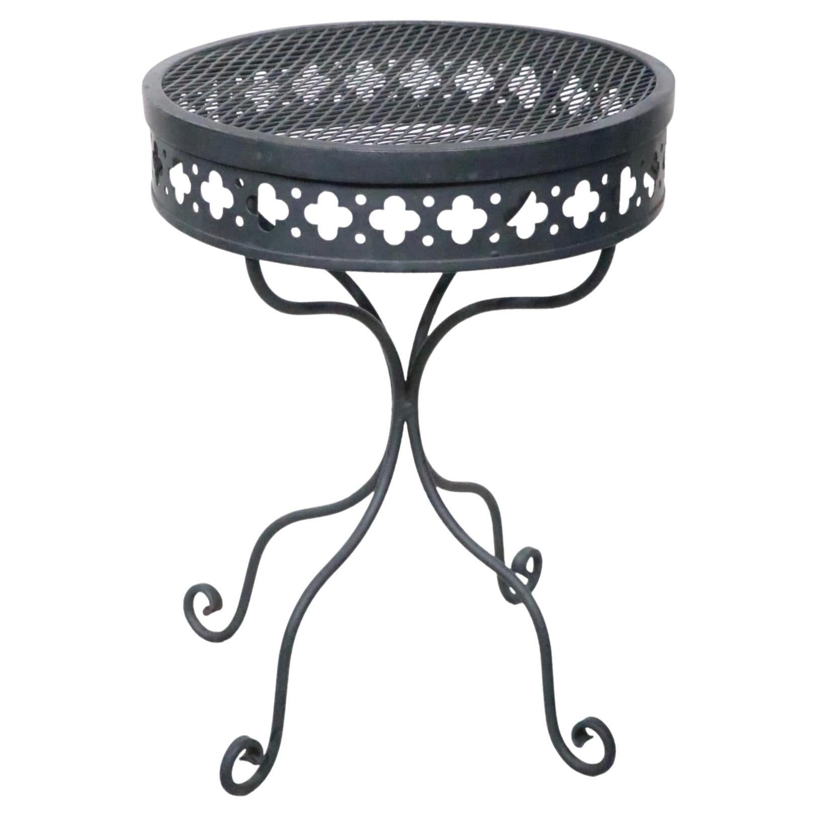 Wrought Iron and Metal Mesh Garden Patio Side End Table Taj Mahal by Salterini