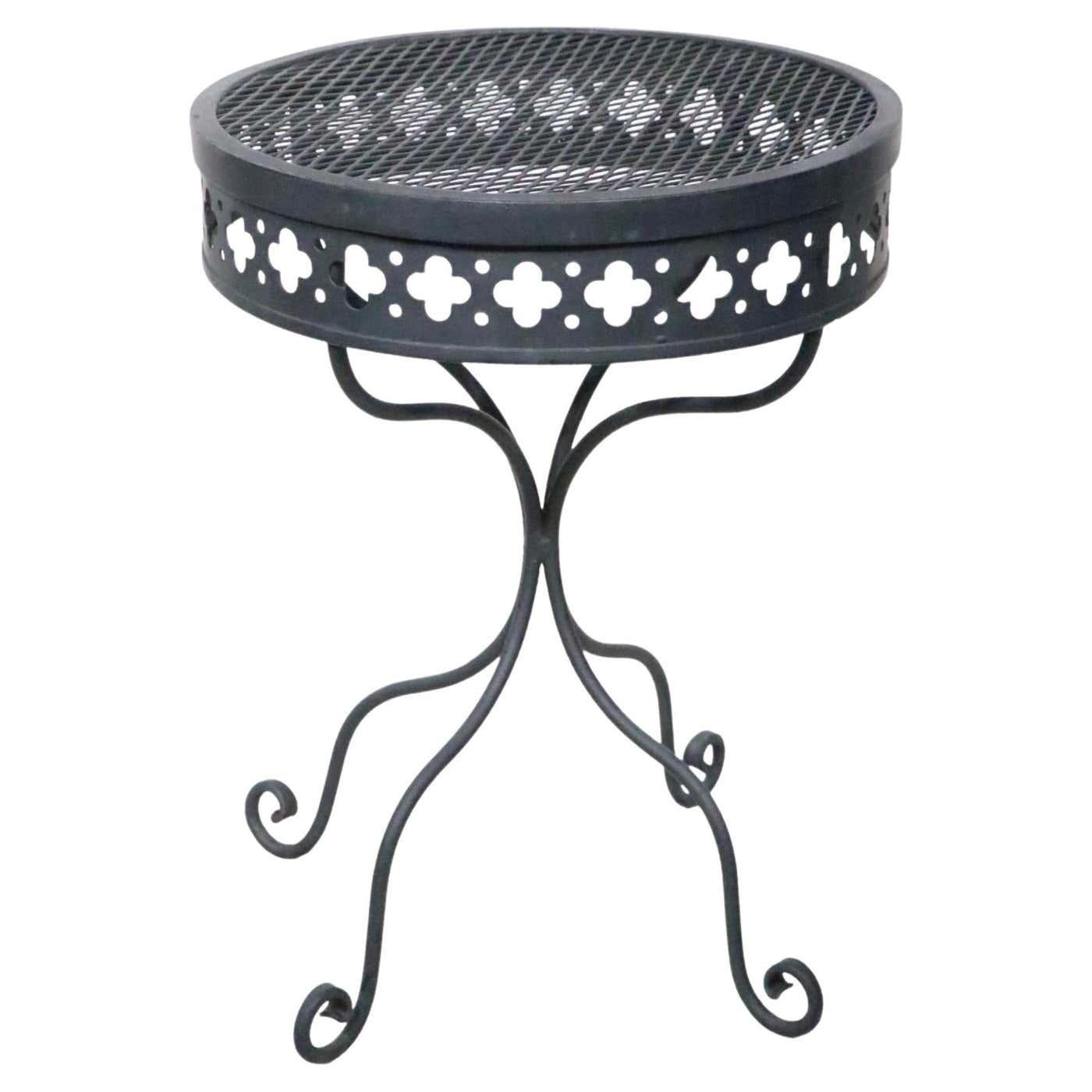 Wrought Iron and Metal Mesh Garden Patio Side End Table Taj Mahal by ...