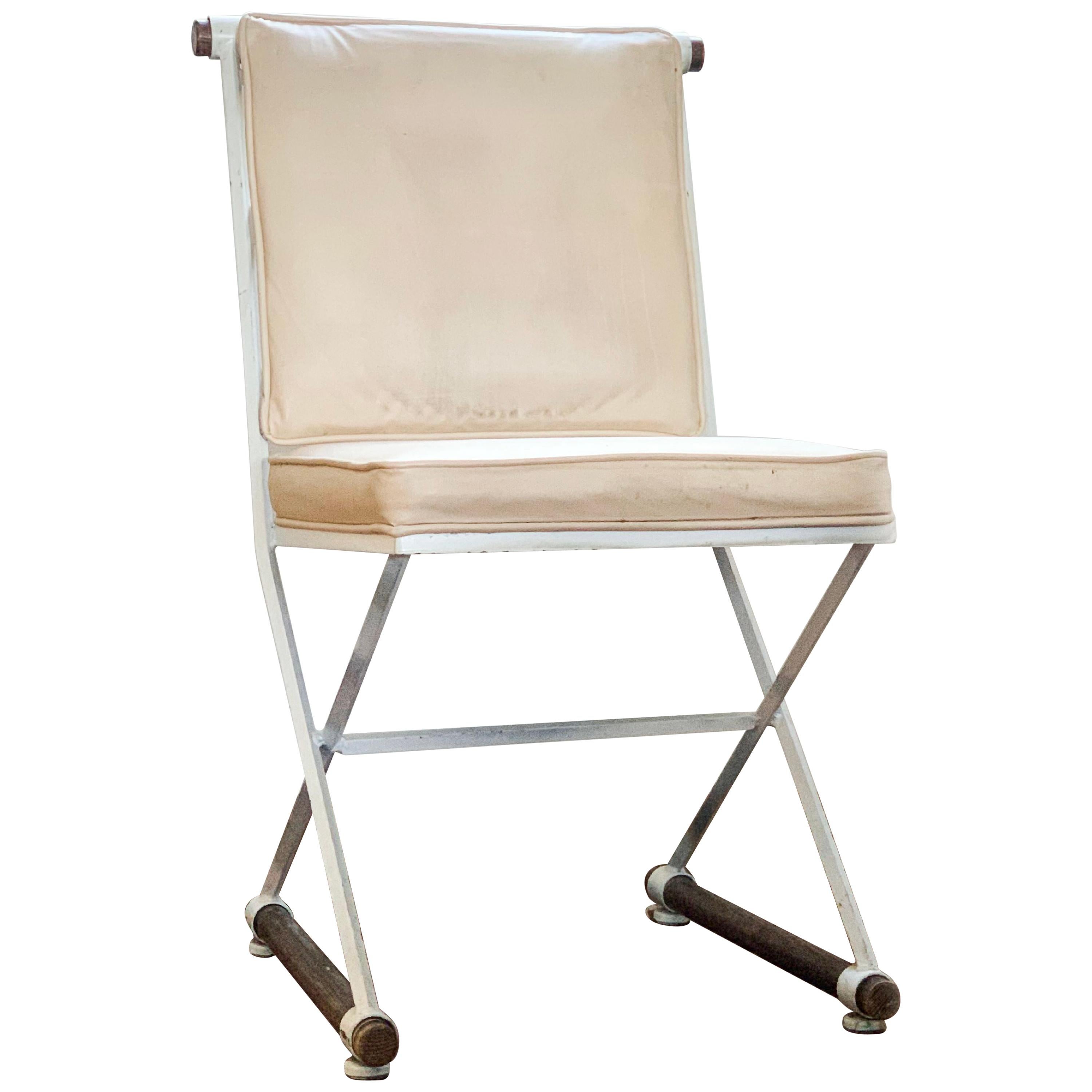 Wrought Iron and Oak Cleo Baldon White Terra Dining Chair, Midcentury CLEARANCE