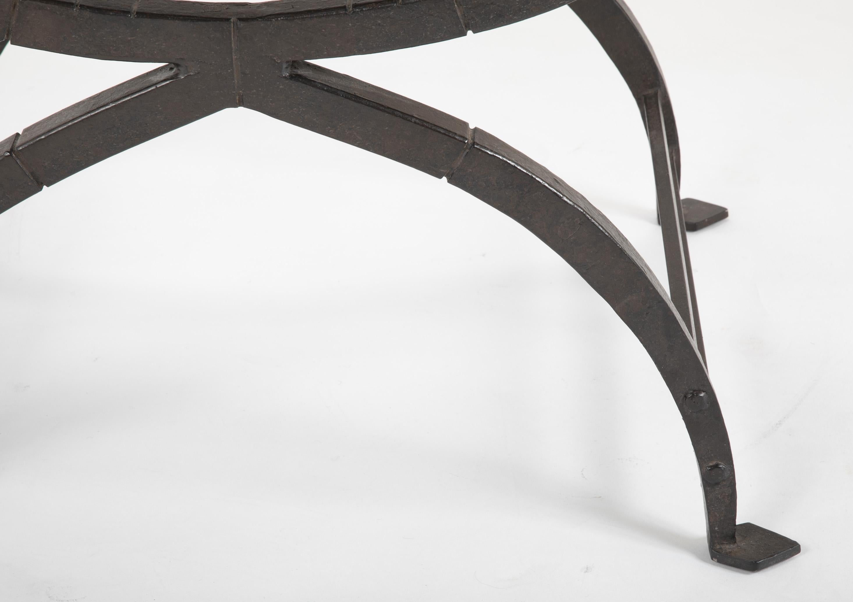 American Wrought Iron and Oak X-Stool by Morgan Colt 