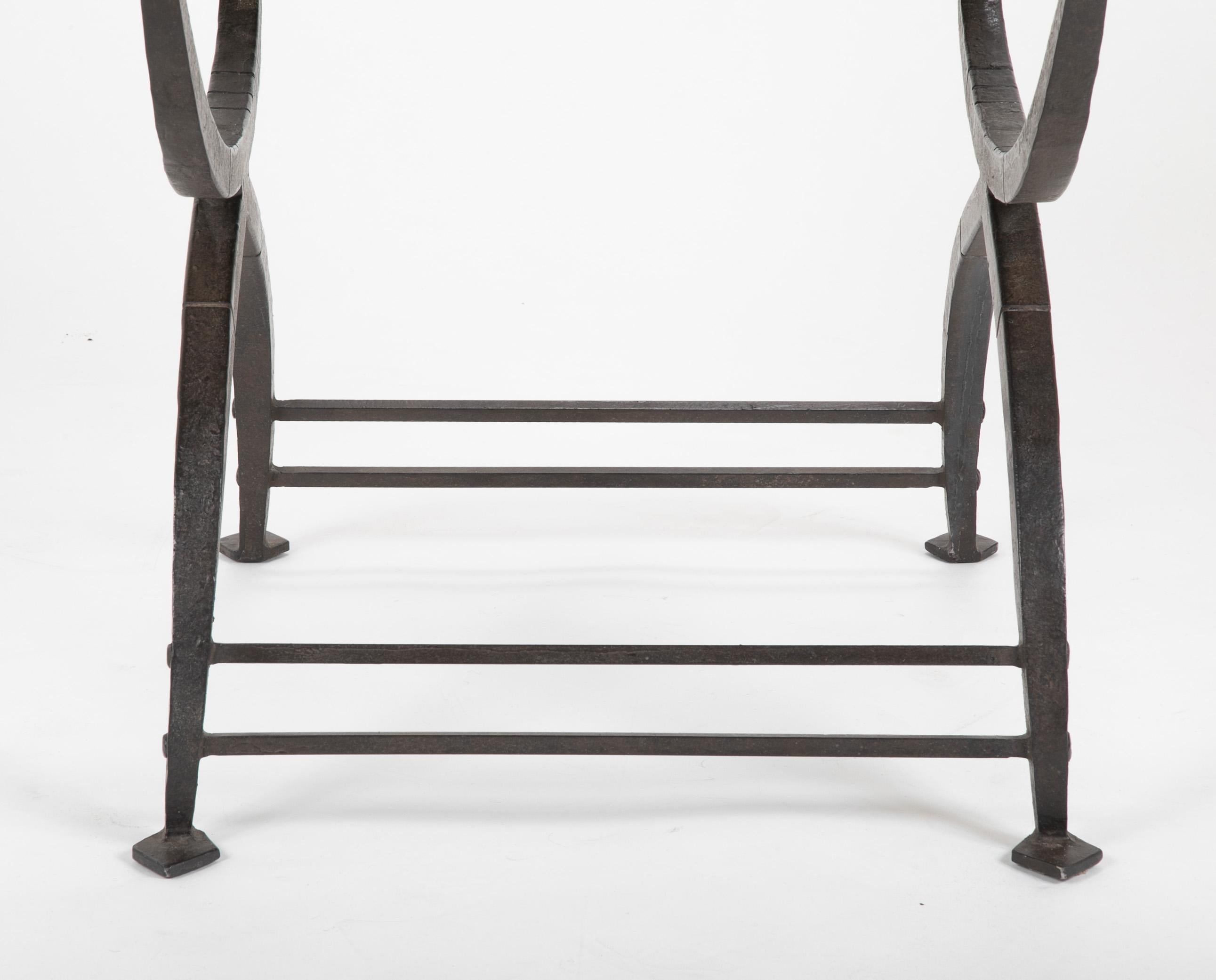 Wrought Iron and Oak X-Stool by Morgan Colt  2