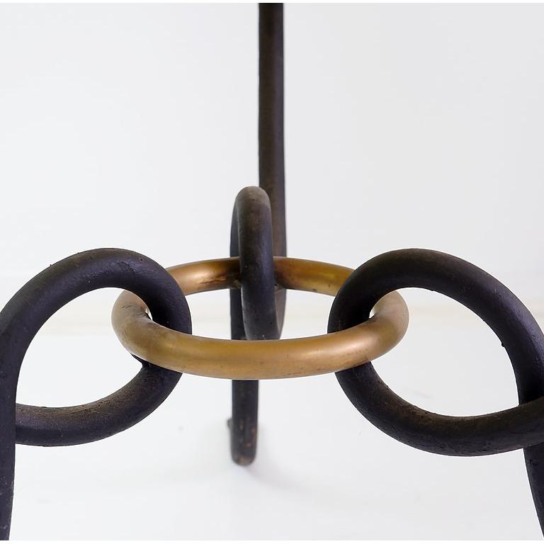 Wrought Iron and Onyx top round coffee table by René Drouet, 1940s For Sale 10
