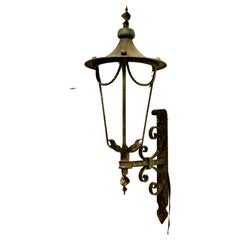 Antique Wrought Iron and Opaque Wall Lantern