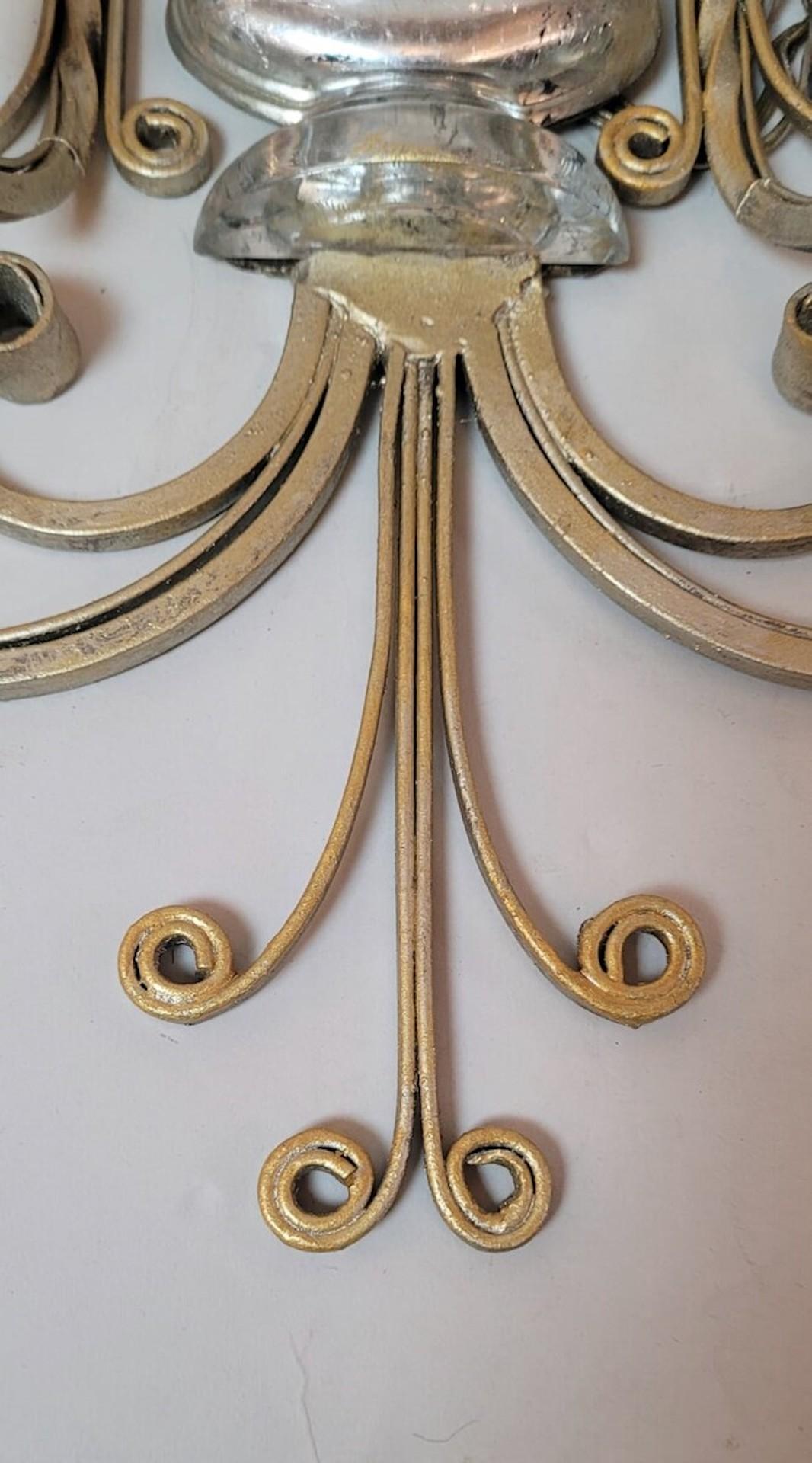 Lampada da parete in ferro battuto e argento - Maison Baguès in vendita 1