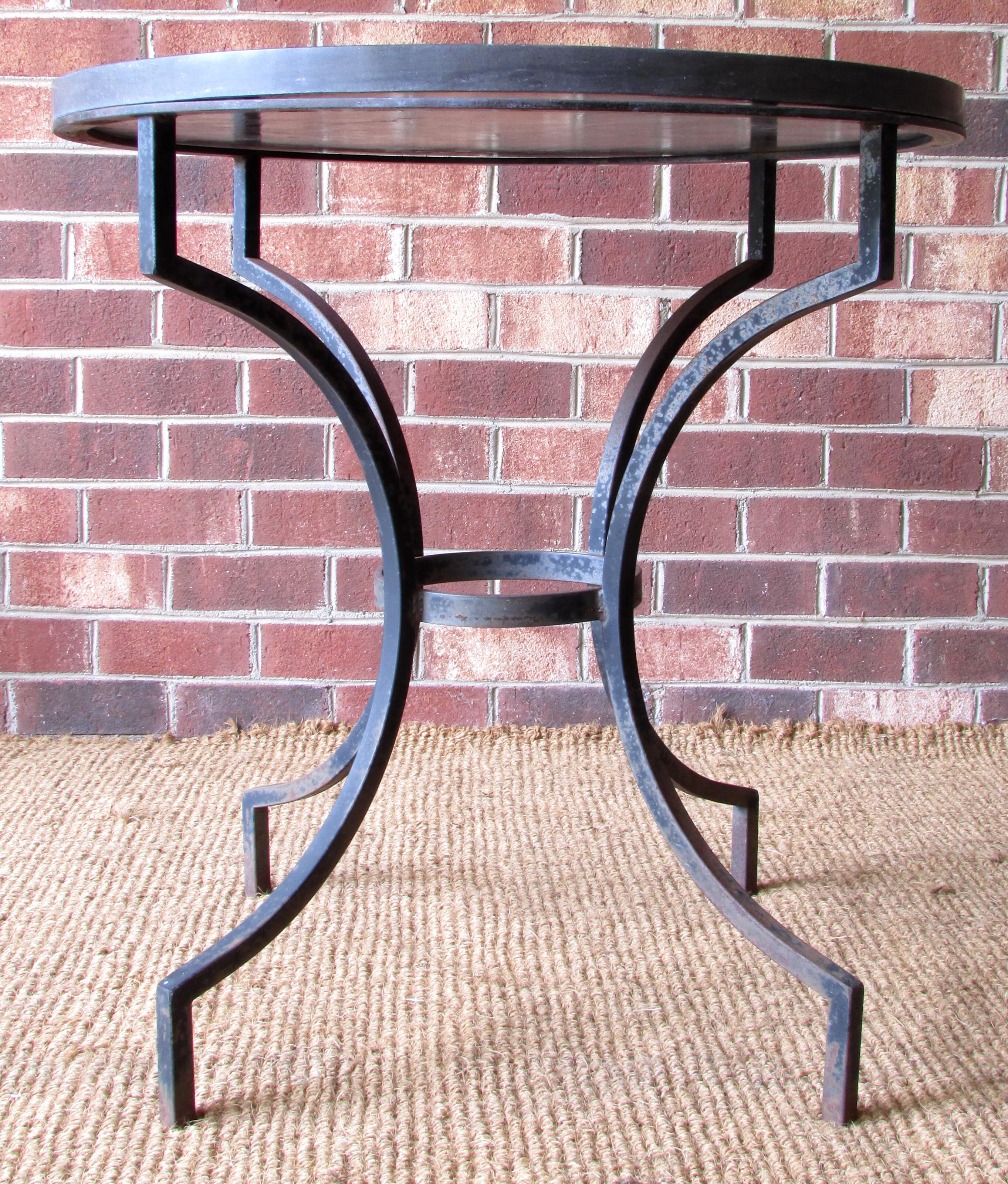 Wrought Iron and Slate Lamp Table In Good Condition For Sale In High Point, NC