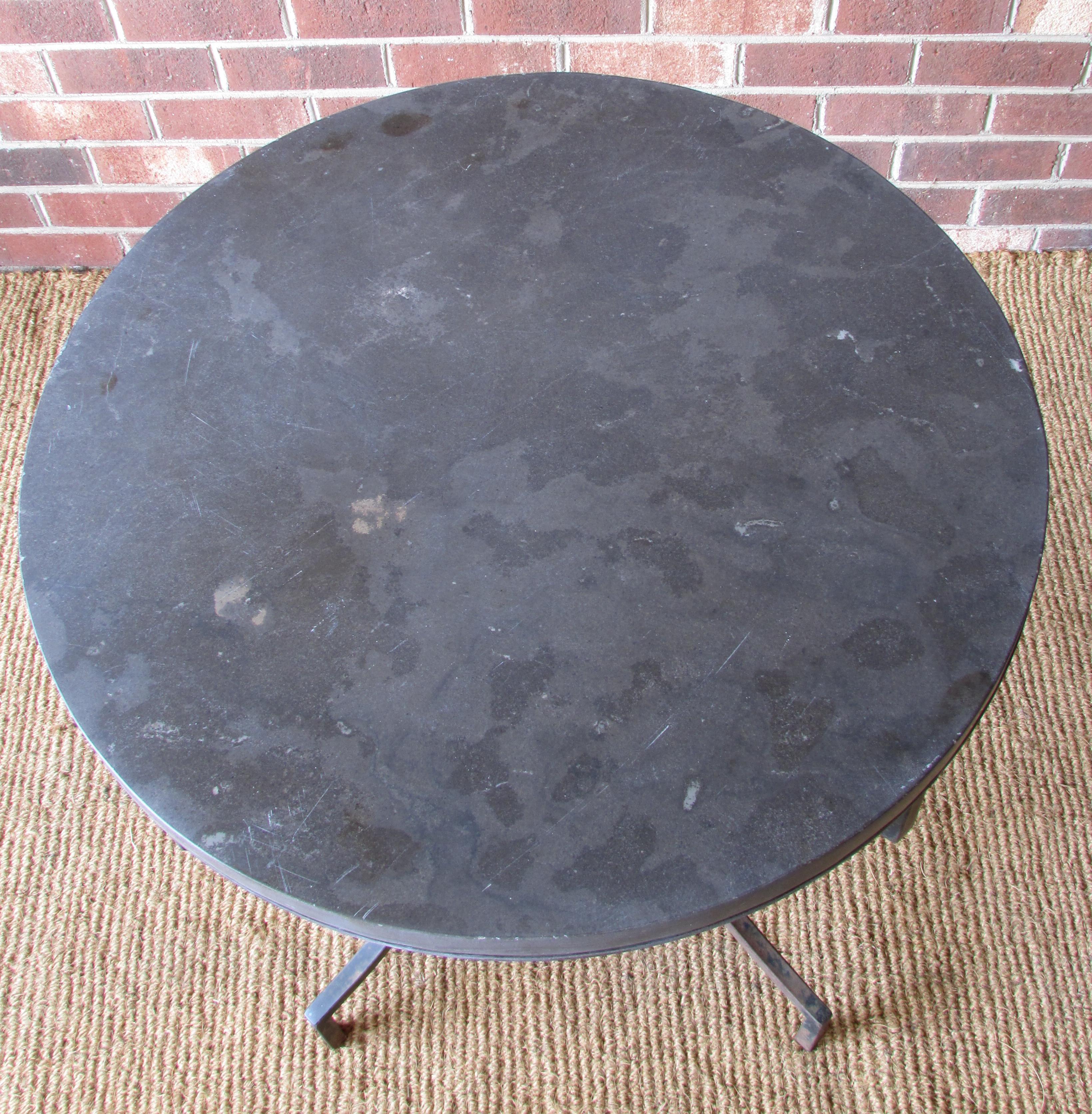 Wrought Iron and Slate Lamp Table For Sale 2
