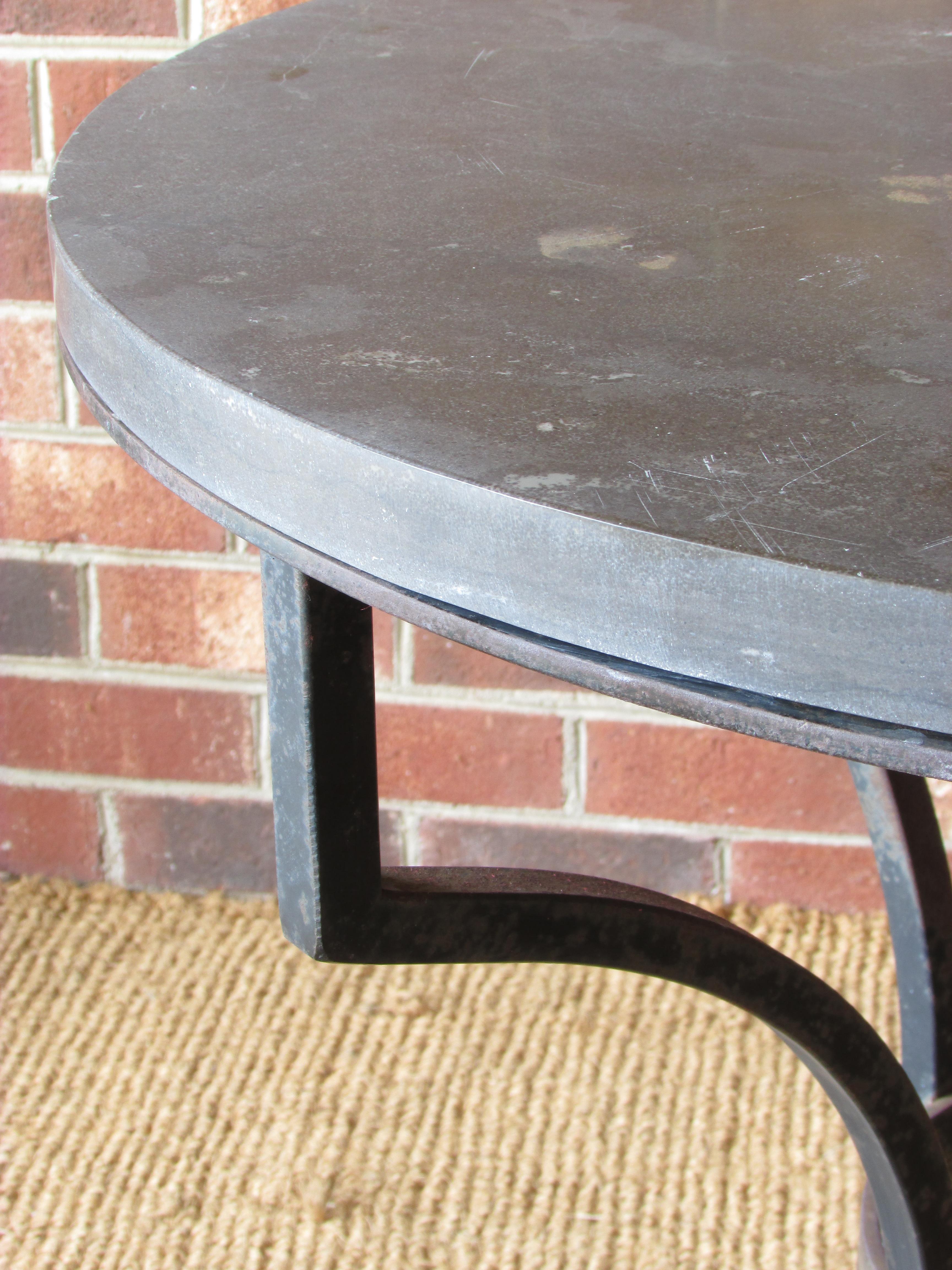Wrought Iron and Slate Lamp Table For Sale 4