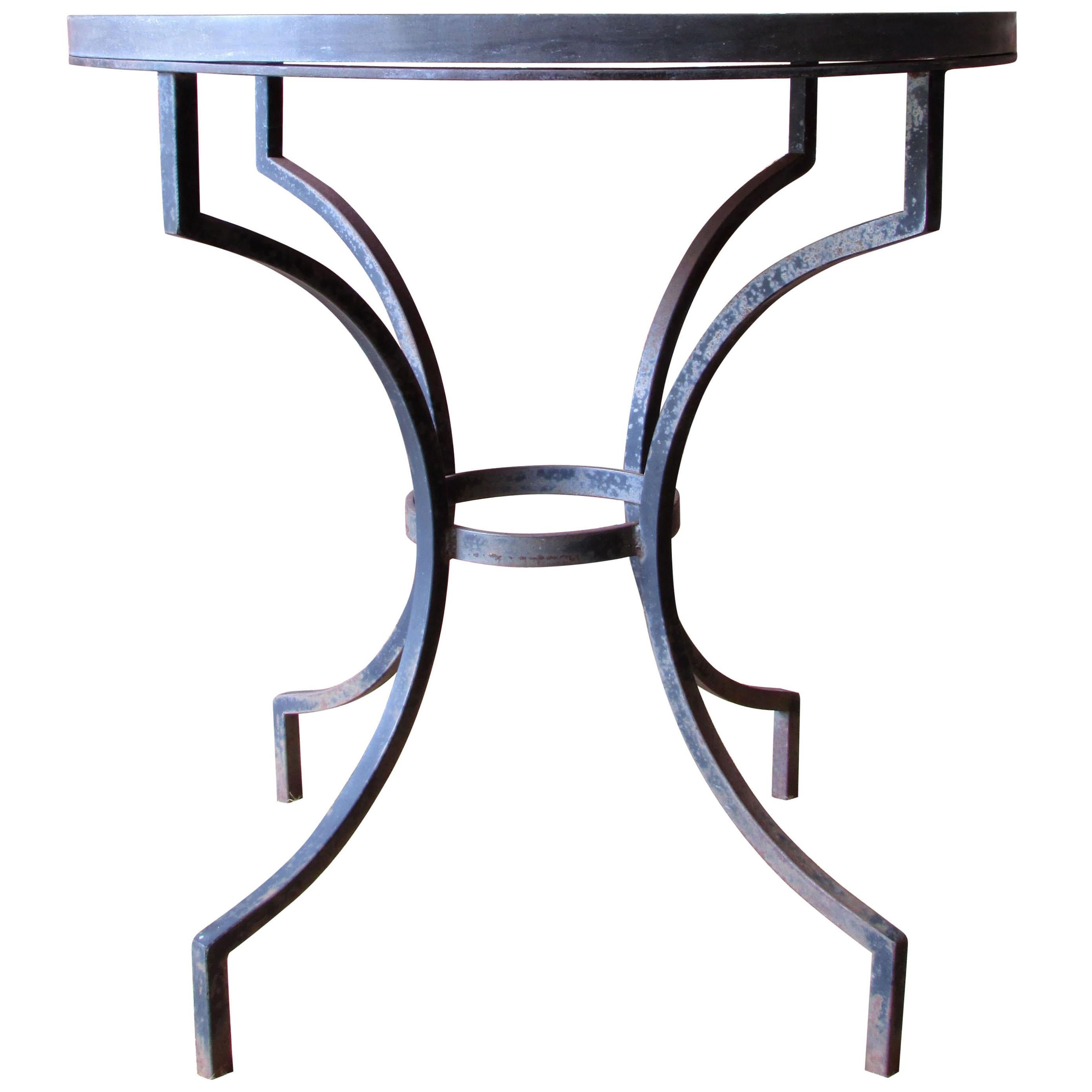 Wrought Iron and Slate Lamp Table For Sale