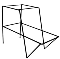 Wrought Iron and Slate Mid Century Step End Table Plant Stand after Avard