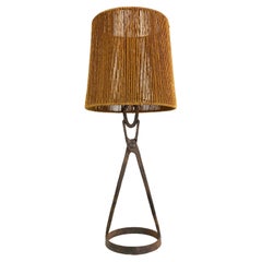 Schmiedeeisen- und String-Tischlampe, Frankreich, um 1960