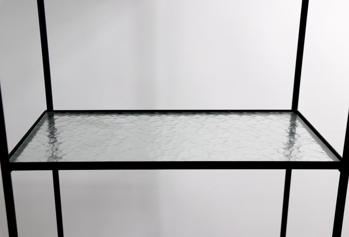 American Wrought Iron and Textured Glass Étagère Shelf
