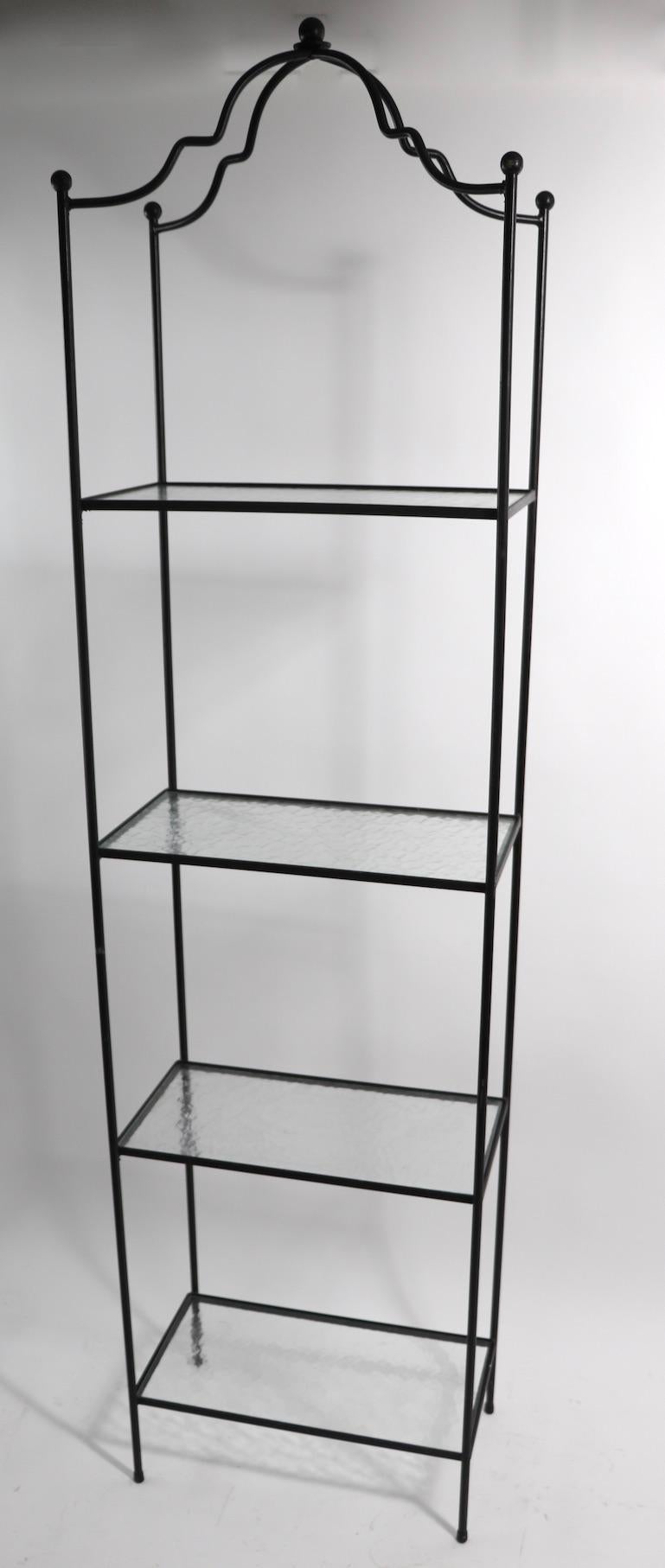 Wrought Iron and Textured Glass Étagère Shelf In Good Condition In New York, NY