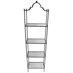 Vintage Wrought Iron and Textured Glass Étagère Shelf