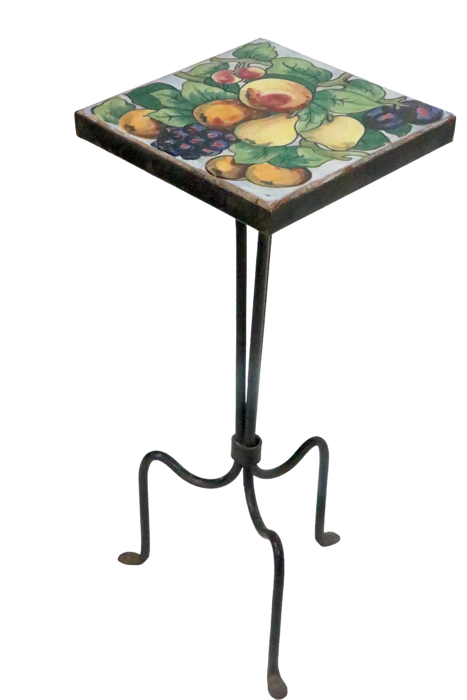 American Wrought iron and Tile Top Table att. to Addison Mizner c 1920's For Sale