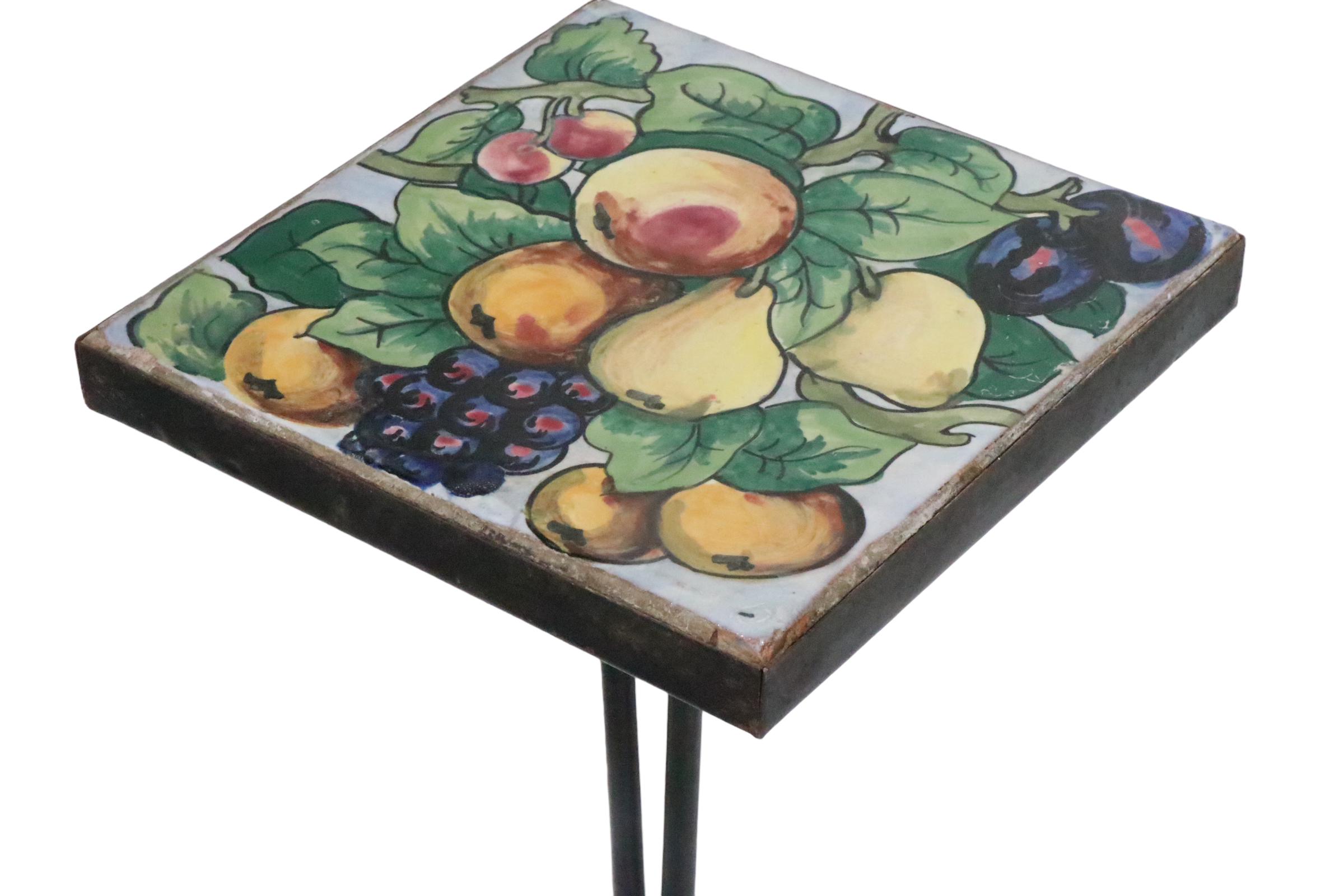 Wrought iron and Tile Top Table att. to Addison Mizner c 1920's In Good Condition For Sale In New York, NY