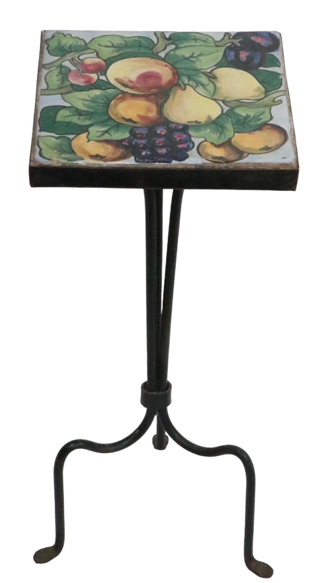 Wrought iron and Tile Top Table att. to Addison Mizner c 1920's For Sale 2